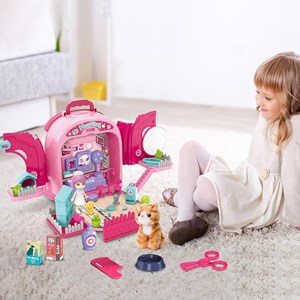 کوله پشتی ست نگهداری گربه خانگی رنگ صورتی _اسباب بازی مشاغل